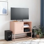 vidaXL Dulap TV, roz, 68x39x60,5 cm, oțel vidaXL Dulap TV, roz, 68x39x60,5 cm, oțel