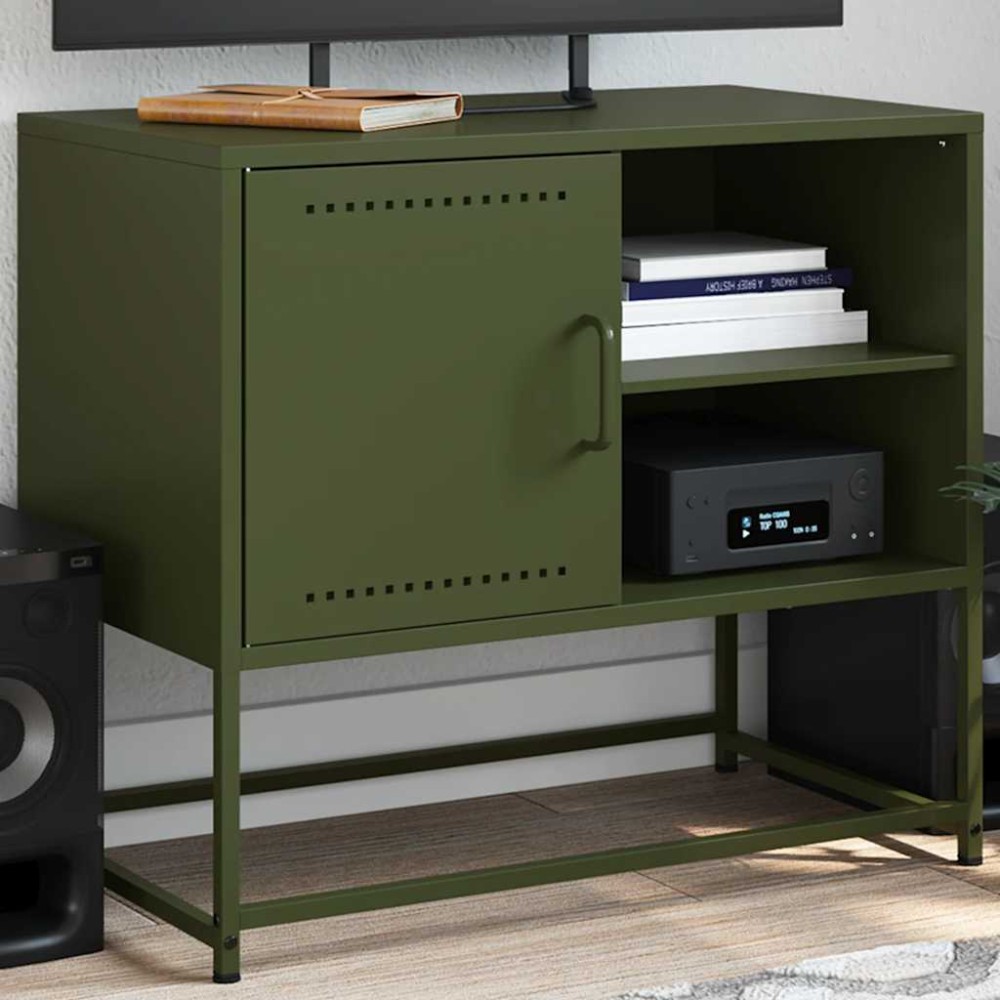 vidaXL Dulap TV, verde măsliniu, 68x39x60,5 cm, oțel