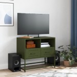 vidaXL Dulap TV, verde măsliniu, 68x39x60,5 cm, oțel vidaXL Dulap TV, verde măsliniu, 68x39x60,5 cm, oțel