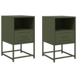 vidaXL Noptiere, 2 buc., verde olive, 36x39x60,5 cm, oțel vidaXL Noptiere, 2 buc., verde olive, 36x39x60,5 cm, oțel