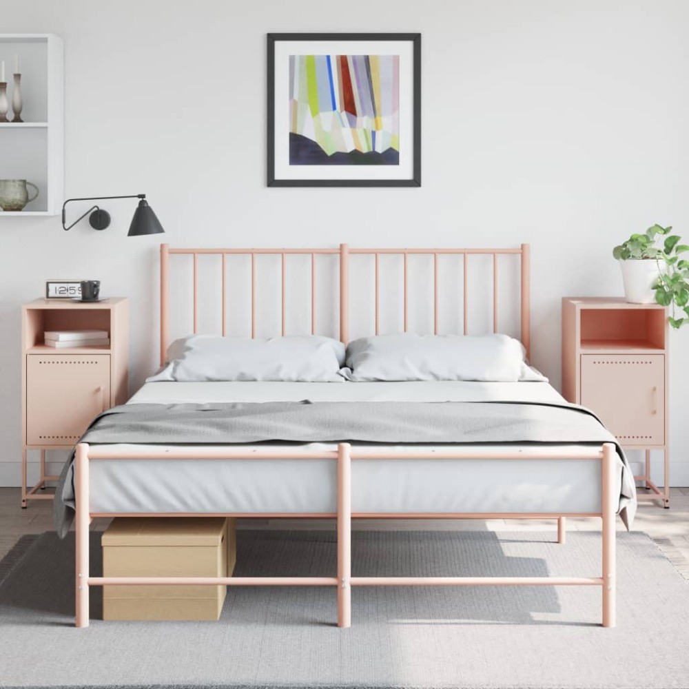 vidaXL Noptiere, 2 buc., roz, 36x39x78 cm, oțel