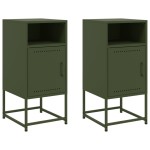 vidaXL Noptiere, 2 buc., verde olive, 36x39x78 cm, oțel vidaXL Noptiere, 2 buc., verde olive, 36x39x78 cm, oțel