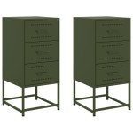 vidaXL Noptiere, 2 buc., verde olive, 36x39x78 cm, oțel vidaXL Noptiere, 2 buc., verde olive, 36x39x78 cm, oțel