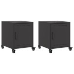 vidaXL Noptiere, 2 buc., negru, 36x39x43,5 cm, oțel vidaXL Noptiere, 2 buc., negru, 36x39x43,5 cm, oțel