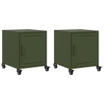 vidaXL Noptiere, 2 buc., verde olive, 36x39x43,5 cm, oțel vidaXL Noptiere, 2 buc., verde olive, 36x39x43,5 cm, oțel