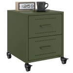 vidaXL Noptiere, 2 buc., verde olive, 36x39x43,5 cm, oțel vidaXL Noptiere, 2 buc., verde olive, 36x39x43,5 cm, oțel