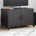 vidaXL Dulap TV, negru, 68x39x43,5 cm, oțel vidaXL Dulap TV, negru, 68x39x43,5 cm, oțel