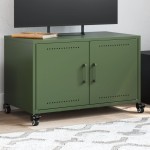 vidaXL Dulap TV, verde măsliniu, 68x39x43,5 cm, oțel vidaXL Dulap TV, verde măsliniu, 68x39x43,5 cm, oțel