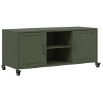 vidaXL Dulap TV, verde măsliniu, 100,5x39x43,5 cm, oțel vidaXL Dulap TV, verde măsliniu, 100,5x39x43,5 cm, oțel