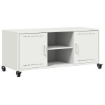 vidaXL Dulap TV, alb, 100,5x39x43,5 cm, oțel vidaXL Dulap TV, alb, 100,5x39x43,5 cm, oțel