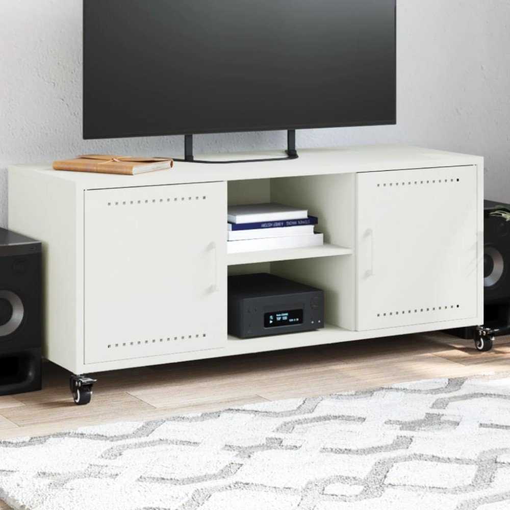 vidaXL Dulap TV, alb, 100,5x39x43,5 cm, oțel