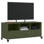 vidaXL Dulap TV, verde măsliniu, 100,5x39x43,5 cm, oțel vidaXL Dulap TV, verde măsliniu, 100,5x39x43,5 cm, oțel