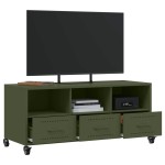 vidaXL Dulap TV, verde măsliniu, 100,5x39x43,5 cm, oțel vidaXL Dulap TV, verde măsliniu, 100,5x39x43,5 cm, oțel