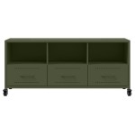 vidaXL Dulap TV, verde măsliniu, 100,5x39x43,5 cm, oțel vidaXL Dulap TV, verde măsliniu, 100,5x39x43,5 cm, oțel