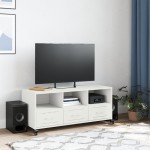 vidaXL Dulap TV, alb, 100,5x39x43,5 cm, oțel vidaXL Dulap TV, alb, 100,5x39x43,5 cm, oțel