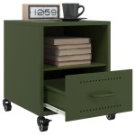vidaXL Noptiere, 2 buc., verde olive, 36x39x43,5 cm, oțel vidaXL Noptiere, 2 buc., verde olive, 36x39x43,5 cm, oțel