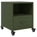 vidaXL Noptiere, 2 buc., verde olive, 36x39x43,5 cm, oțel vidaXL Noptiere, 2 buc., verde olive, 36x39x43,5 cm, oțel