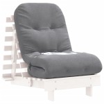 vidaXL Canapea futon cu saltea, alb, 60x206x11 cm, lemn masiv de pin vidaXL Canapea futon cu saltea, alb, 60x206x11 cm, lemn masiv de pin