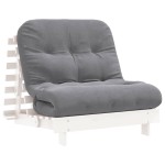 vidaXL Canapea futon cu saltea, alb, 80x206x11 cm, lemn masiv de pin vidaXL Canapea futon cu saltea, alb, 80x206x11 cm, lemn masiv de pin
