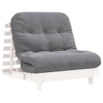vidaXL Canapea futon cu saltea, alb, 90x206x11 cm, lemn masiv de pin vidaXL Canapea futon cu saltea, alb, 90x206x11 cm, lemn masiv de pin