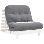 vidaXL Canapea futon cu saltea, alb, 90x206x11 cm, lemn masiv de pin vidaXL Canapea futon cu saltea, alb, 90x206x11 cm, lemn masiv de pin