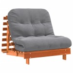 vidaXL Canapea futon cu saltea, maro, 90x206x11 cm, lemn masiv de pin vidaXL Canapea futon cu saltea, maro, 90x206x11 cm, lemn masiv de pin