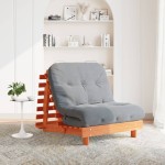 vidaXL Canapea futon cu saltea, maro, 90x206x11 cm, lemn masiv de pin vidaXL Canapea futon cu saltea, maro, 90x206x11 cm, lemn masiv de pin