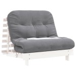 vidaXL Canapea futon cu saltea, alb, 100x206x11 cm, lemn masiv de pin vidaXL Canapea futon cu saltea, alb, 100x206x11 cm, lemn masiv de pin