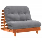 vidaXL Canapea futon cu saltea, maro, 100x206x11 cm, lemn masiv de pin vidaXL Canapea futon cu saltea, maro, 100x206x11 cm, lemn masiv de pin