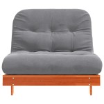 vidaXL Canapea futon cu saltea, maro, 100x206x11 cm, lemn masiv de pin vidaXL Canapea futon cu saltea, maro, 100x206x11 cm, lemn masiv de pin