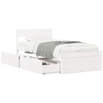 vidaXL Cadru de pat fără saltea, alb, 75x190 cm, lemn masiv de pin