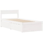vidaXL Cadru de pat fără saltea, alb, 75x190 cm, lemn masiv de pin