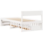 vidaXL Cadru de pat fără saltea, alb, 75x190 cm, lemn masiv de pin