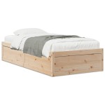 vidaXL Cadru de pat fără saltea, 75x190 cm, lemn masiv de pin