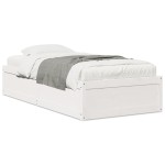 vidaXL Cadru de pat fără saltea, alb, 75x190 cm, lemn masiv de pin