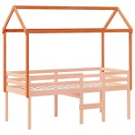 vidaXL Acoperiș pat de copii, maro, 217x85,5x154 cm, lemn masiv pin