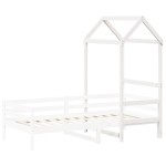 vidaXL Acoperiș pat de copii, alb, 118x70x176,5 cm, lemn masiv de pin vidaXL Acoperiș pat de copii, alb, 118x70x176,5 cm, lemn masiv de pin