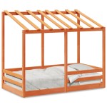 vidaXL Acoperiș pat de copii, maro ceruit, 70x140 cm, lemn masiv pin vidaXL Acoperiș pat de copii, maro ceruit, 70x140 cm, lemn masiv pin