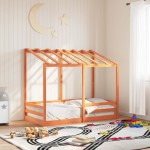 vidaXL Acoperiș pat de copii, maro ceruit, 70x140 cm, lemn masiv pin vidaXL Acoperiș pat de copii, maro ceruit, 70x140 cm, lemn masiv pin