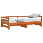 vidaXL Pat de zi cu extensie, maro ceruit, 90x200cm, lemn masiv de pin