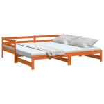 vidaXL Pat de zi cu extensie, maro ceruit, 90x200cm, lemn masiv de pin