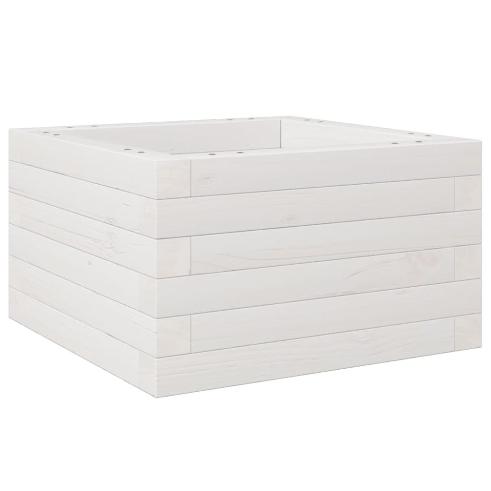vidaXL Jardinieră de grădină, alb, 40x40x23 cm, lemn masiv de pin