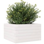 vidaXL Jardinieră de grădină, alb, 40x40x23 cm, lemn masiv de pin vidaXL Jardinieră de grădină, alb, 40x40x23 cm, lemn masiv de pin