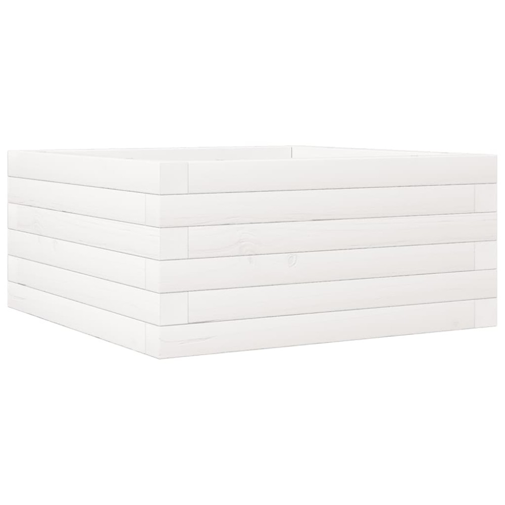 vidaXL Jardinieră de grădină, alb, 50x50x23 cm, lemn masiv de pin