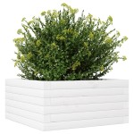 vidaXL Jardinieră de grădină, alb, 50x50x23 cm, lemn masiv de pin