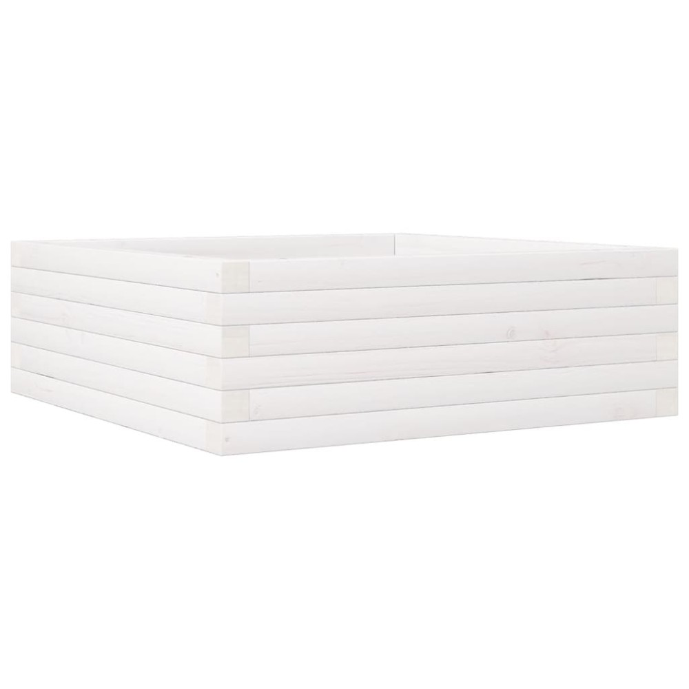 vidaXL Jardinieră de grădină, alb, 70x70x23 cm, lemn masiv de pin