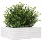 vidaXL Jardinieră de grădină, alb, 70x70x23 cm, lemn masiv de pin vidaXL Jardinieră de grădină, alb, 70x70x23 cm, lemn masiv de pin