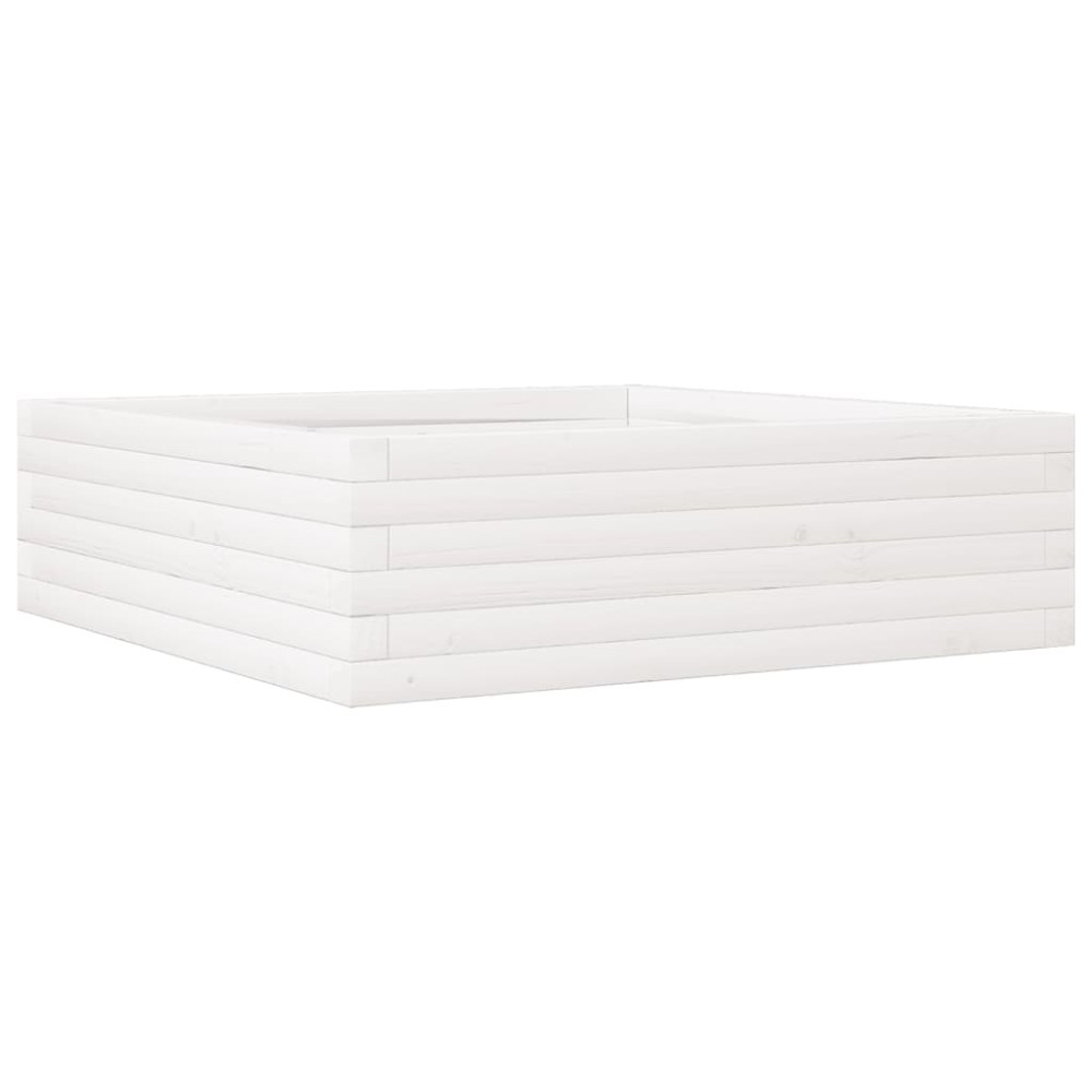 vidaXL Jardinieră de grădină, alb, 80x80x23 cm, lemn masiv de pin