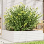 vidaXL Jardinieră de grădină, alb, 80x80x23 cm, lemn masiv de pin vidaXL Jardinieră de grădină, alb, 80x80x23 cm, lemn masiv de pin