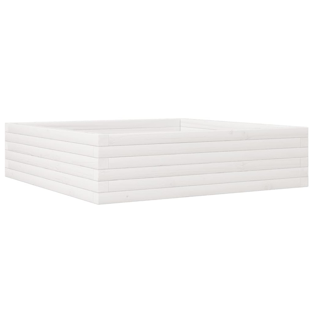 vidaXL Jardinieră de grădină, alb, 90x90x23 cm, lemn masiv de pin